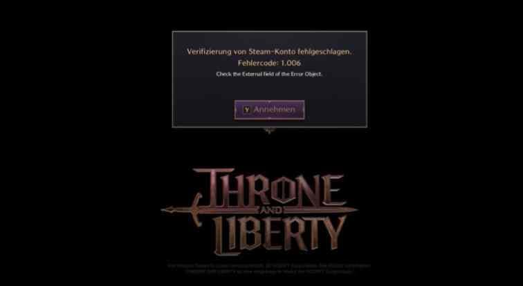 Error Code 1006 in Throne and Liberty