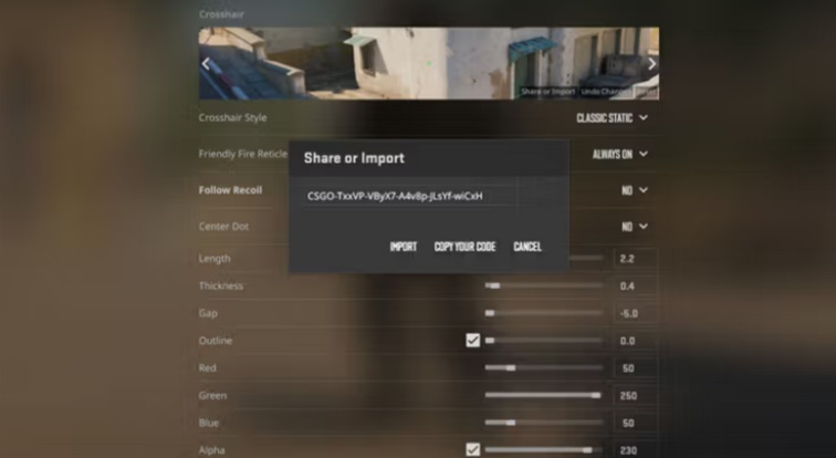 Copy Crosshairs in CS2