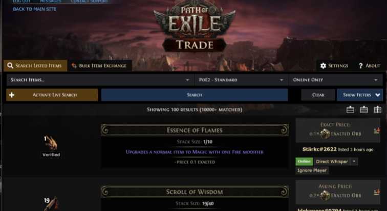 Path of Exile 2 Trade Site