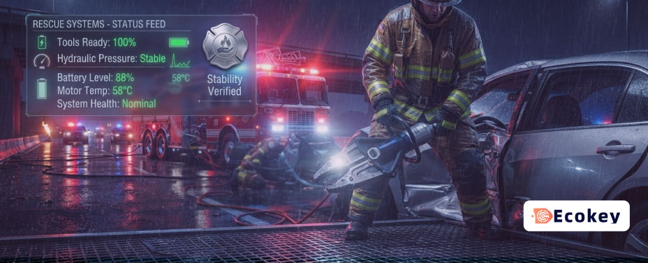 A rescue tool HUD from Firefighting Simulator: Ignite showing performance optimization metrics.