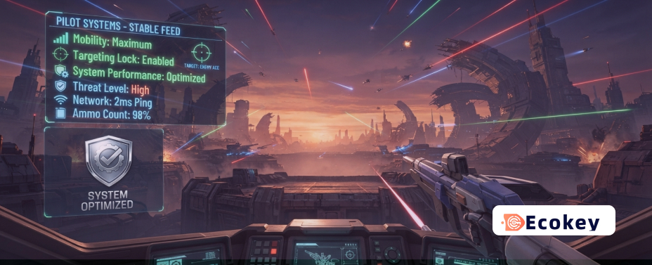 The cockpit HUD in Gundam Rogue Orbit showing optimized combat and performance metrics.