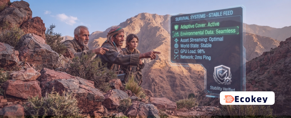 Tactical HUD from Crossfire showing optimized performance metrics and adaptive cover status