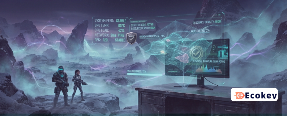 The sentient cube resource scanner interface from HAEX with performance metrics.